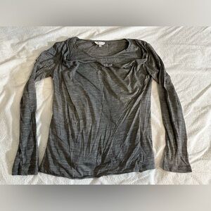 MaxMara Cashmere Lightweight Sweater Gray Womens Small S Front Collar